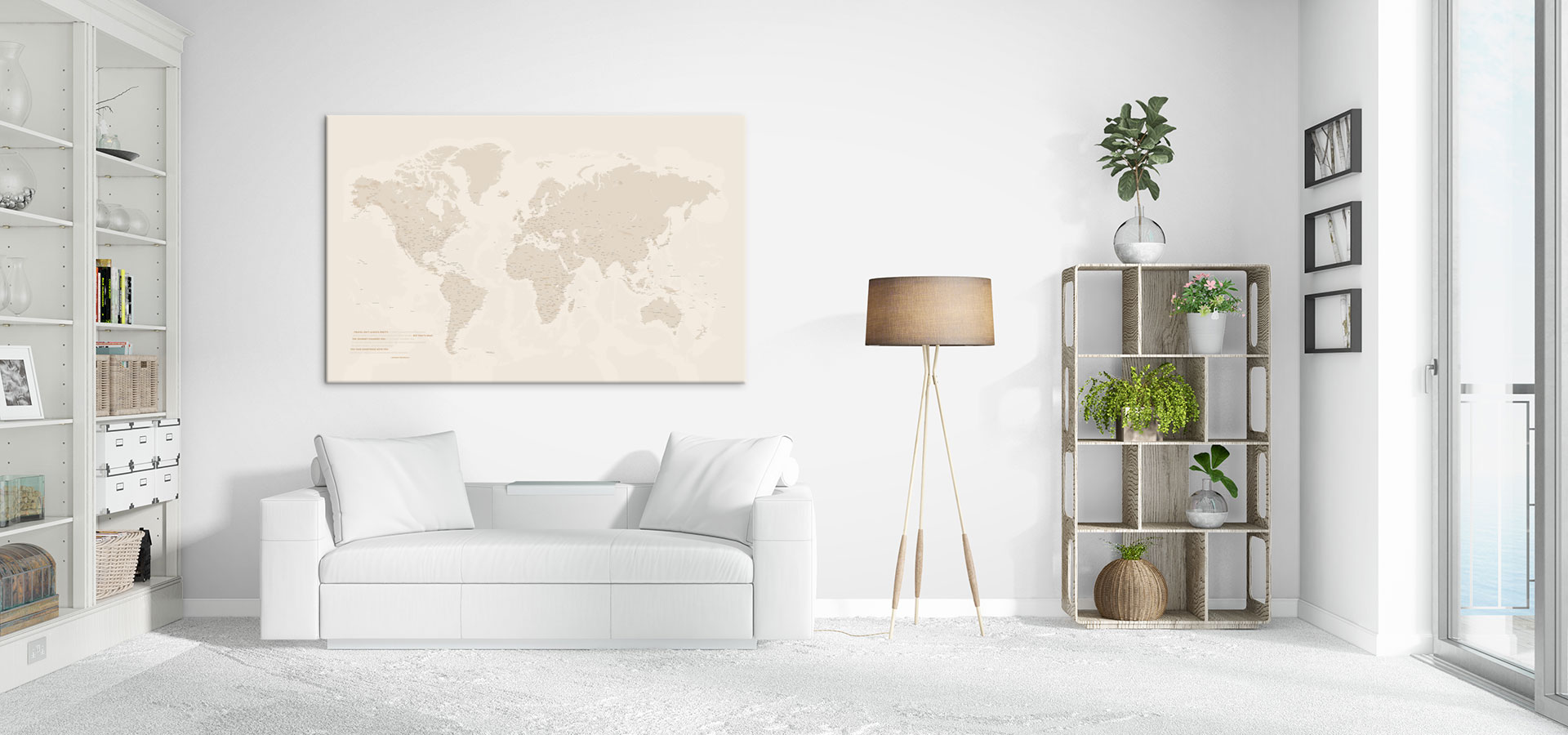 Weltkarte als Pinnwand ist eine tolle Dekoration an jeder Wand
