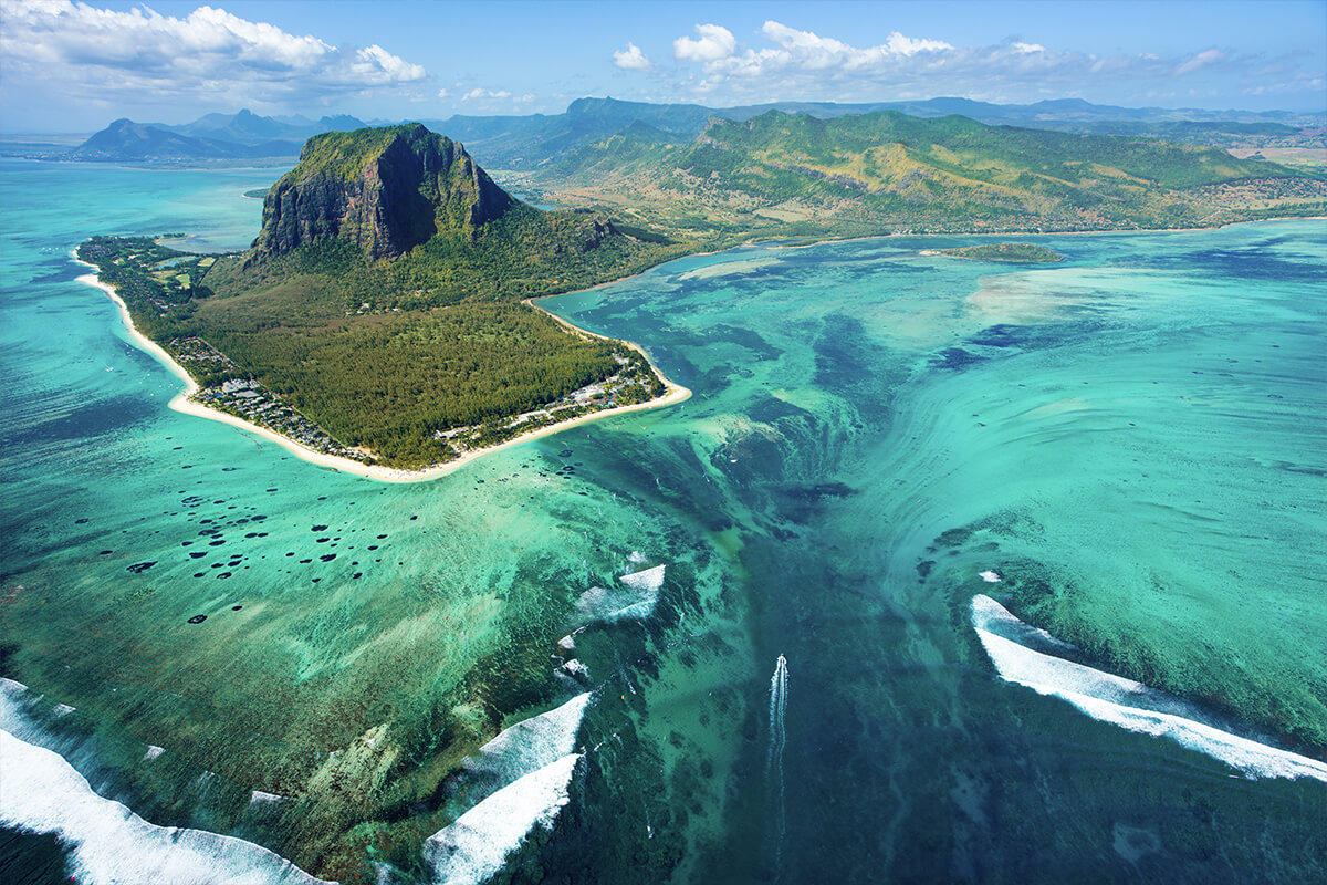 Unterwasser-Wasserfall von Mauritius