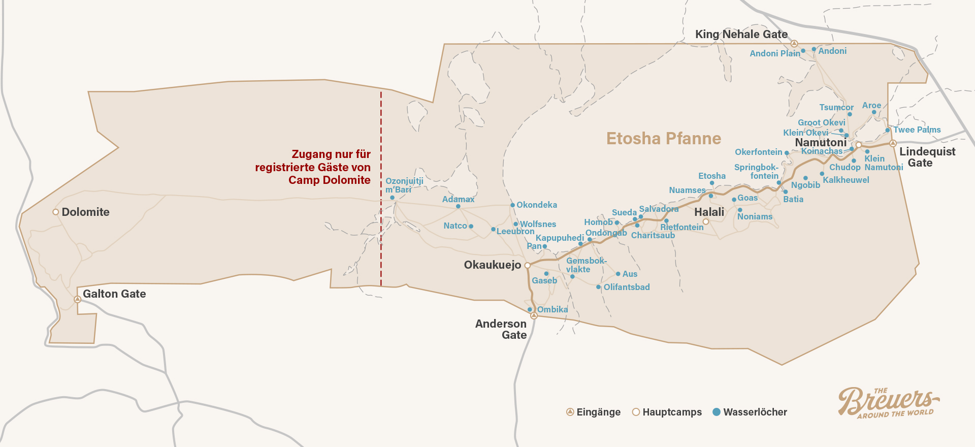 Karte vom Etosha Nationalpark