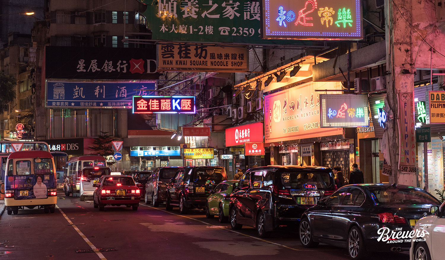 Nathan Road in Hongkong bei Nacht
