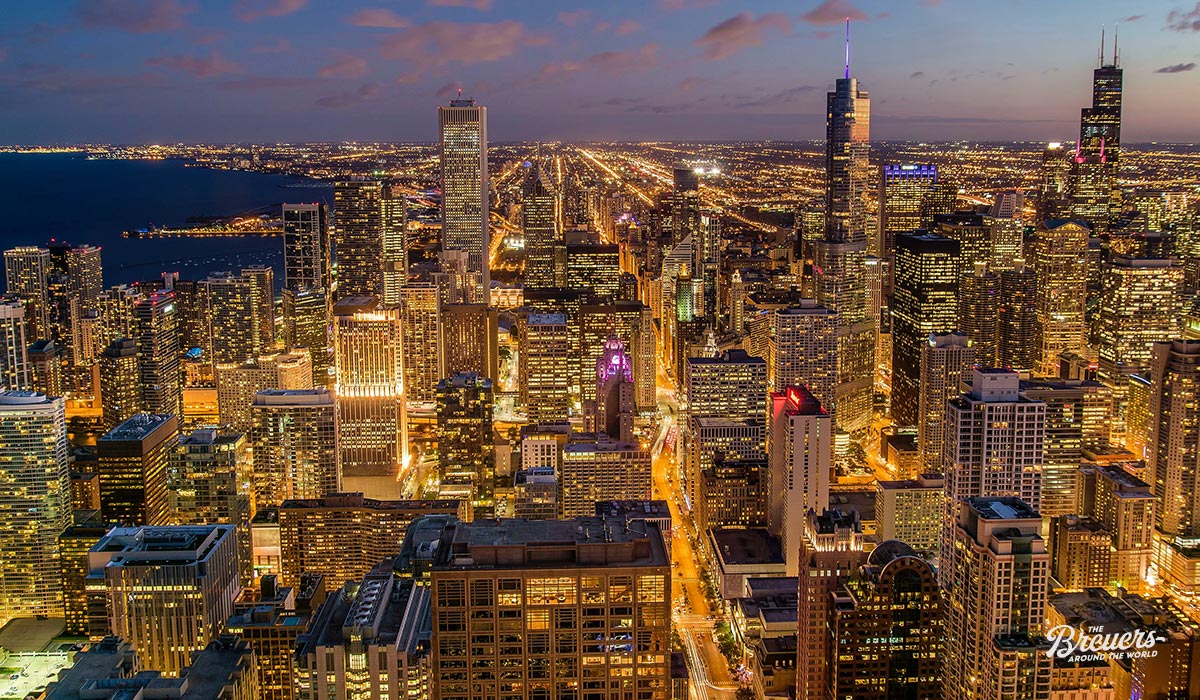 Chicago bei Nacht mit Blick vom Willis Tower