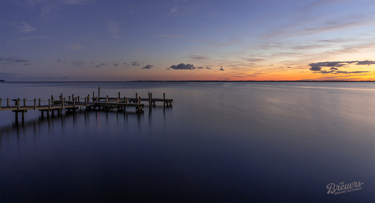 Sonnenuntergang am Currituck Sound auf den Outer Banks