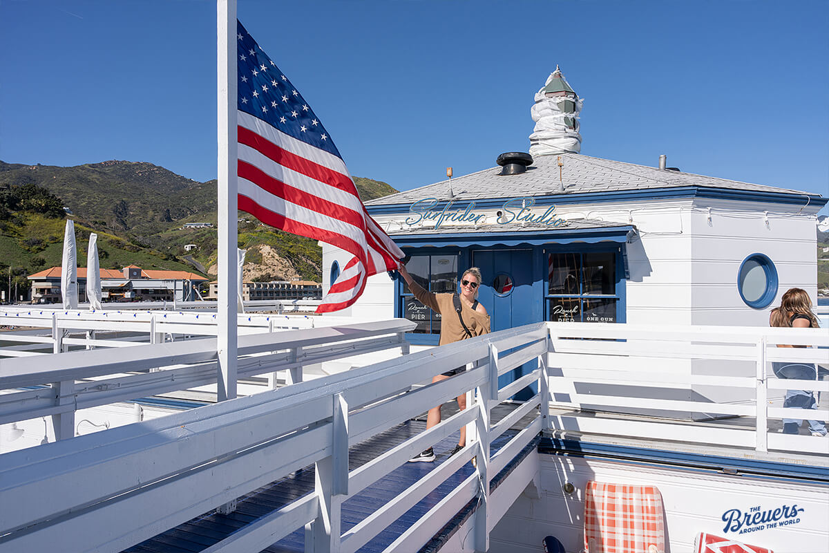 USA Flagge am Malibu Pier