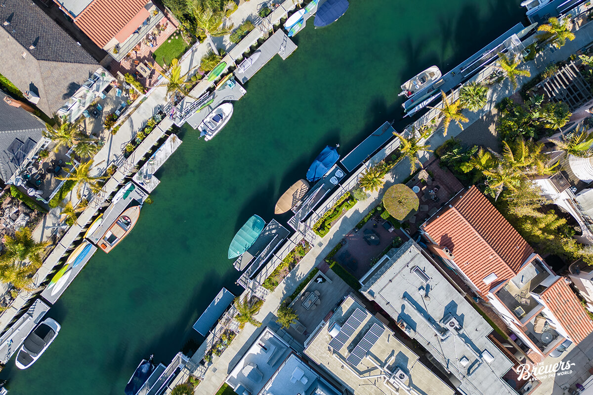 Luftbild von Naples Island in Long Beach an der South Bay