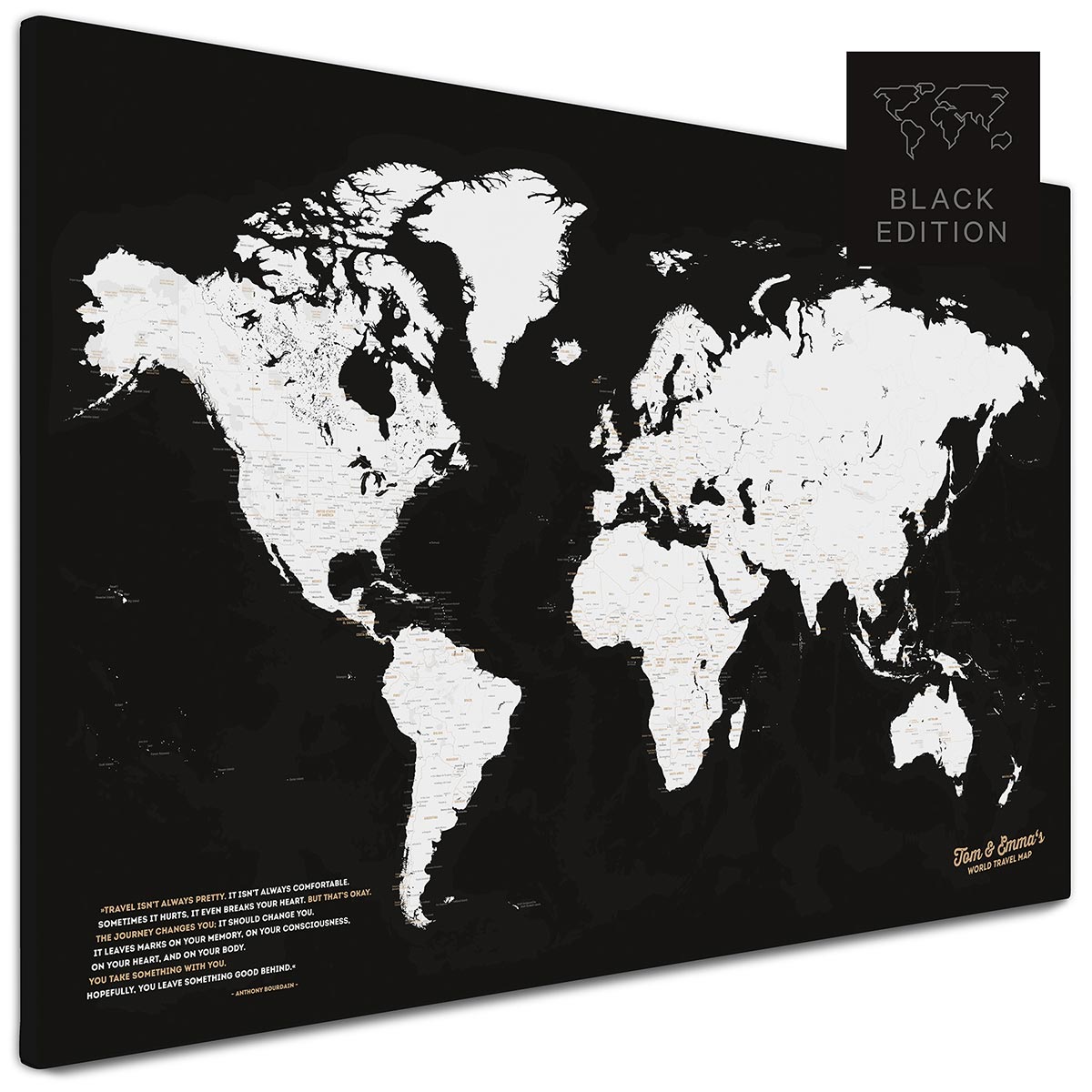 Weltkarte im Design Dark Black kaufen