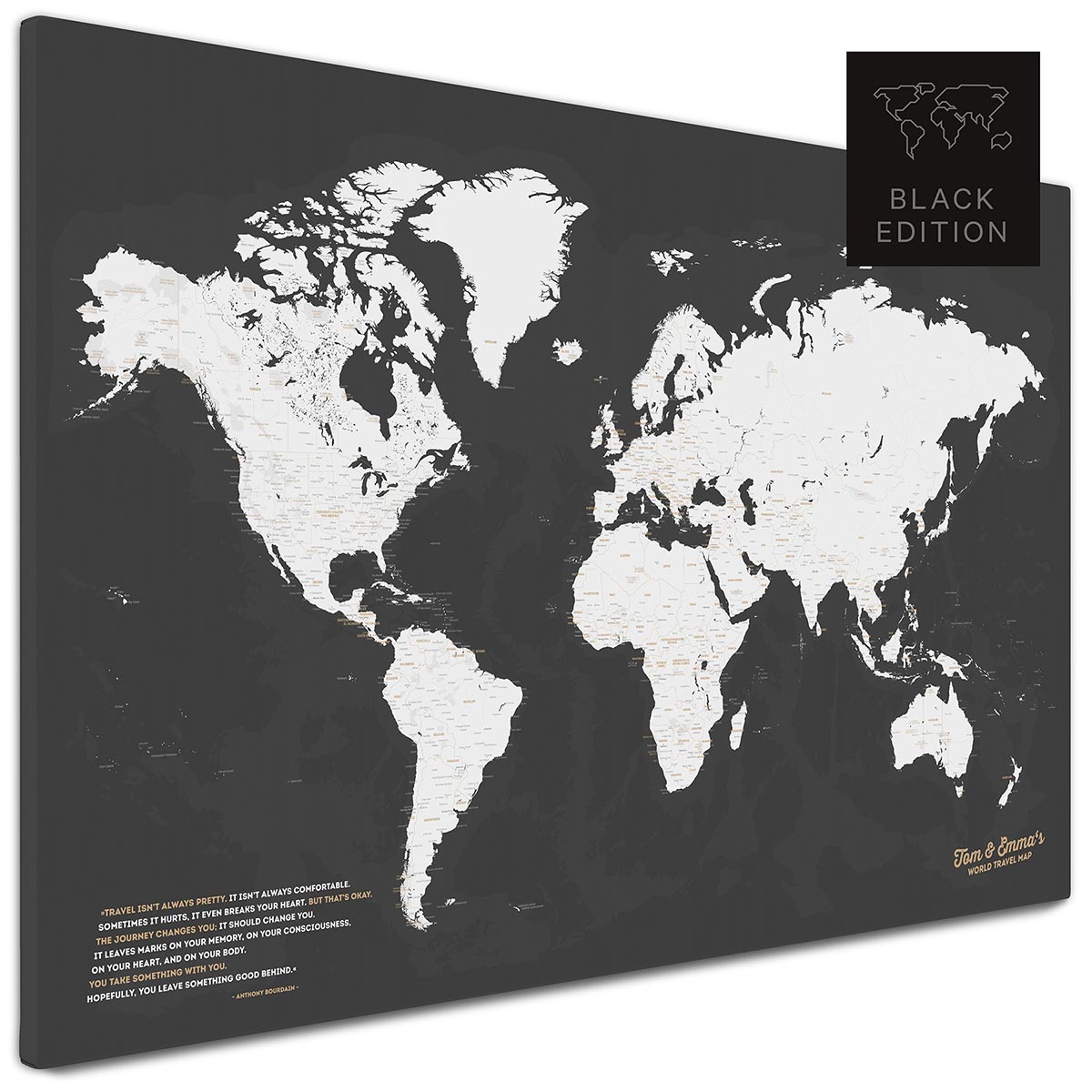 Weltkarte in Dunkelgrau kaufen