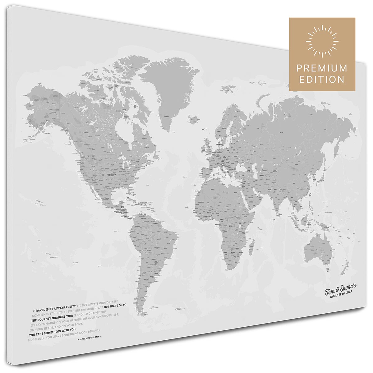 Weltkarte Pinnwand im Design Hell Grau kaufen