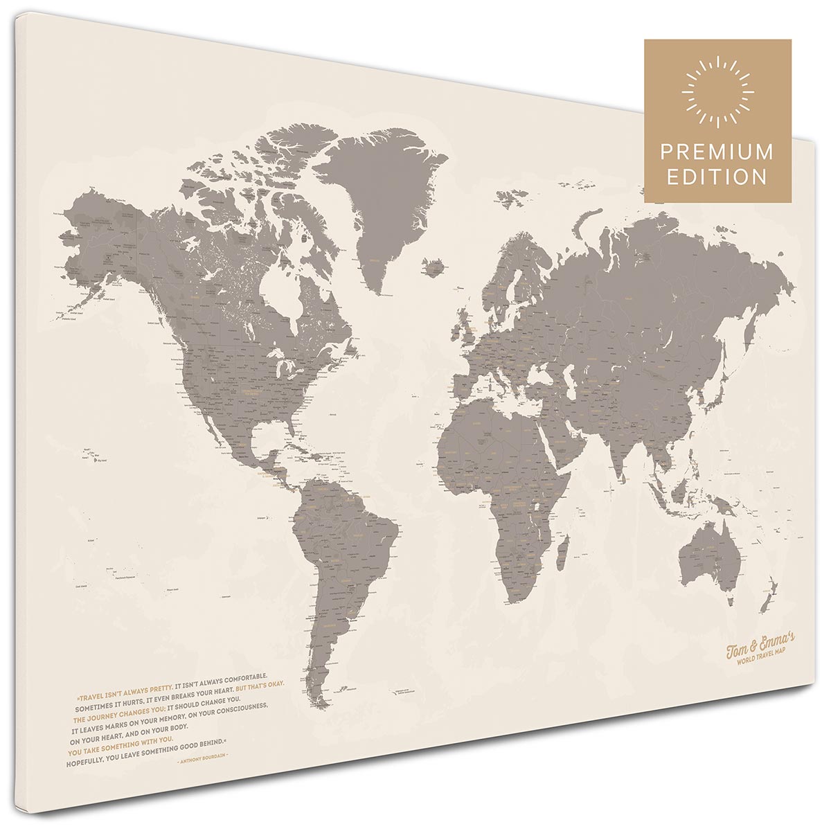 Weltkarte im Design Warmgrau kaufen